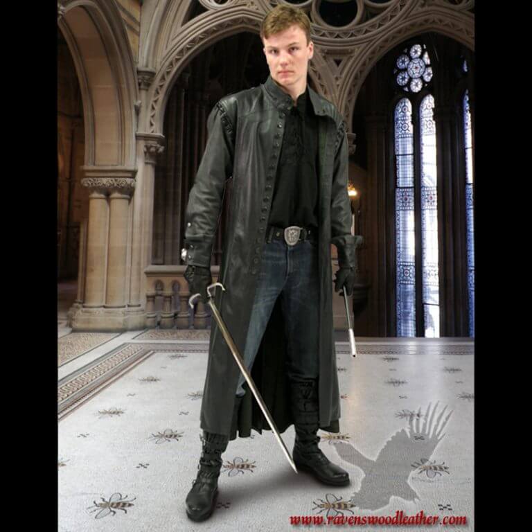 Poseidon Custom Leather Long Trench Coat