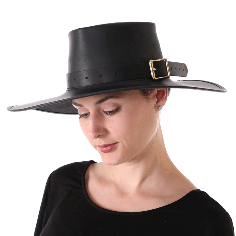 Leather Cavalier Hat - Black