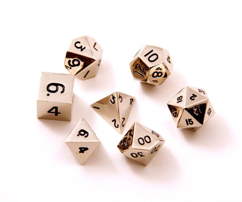 Chainmail Silver 7 Piece RPG Metal Dice Set