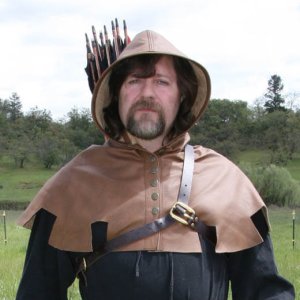 Archer Hood: hooded leather mantle