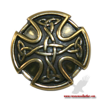 Celtic Maltese Cross Concho-Brass