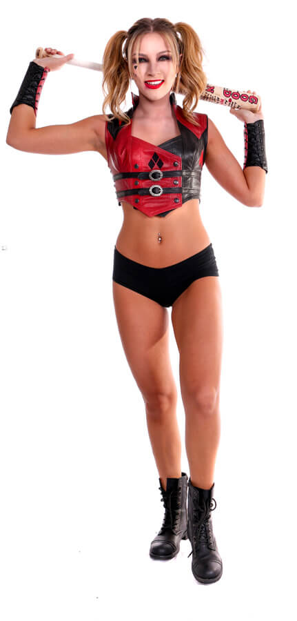 Harley Quinn Custom Cropped Leather Bodice Leather Harley Quinn CosPlay