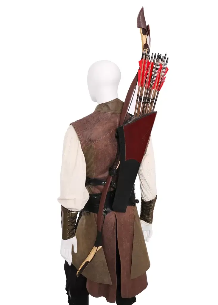 Leather back quiver, Archery 3 point strap leather shoulder quiver, Custom made archery and top LARP arrow quiver, Archer equipment for arrows