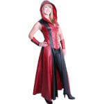 Riding Hood Falcon Dress: custom Victorian leather dress