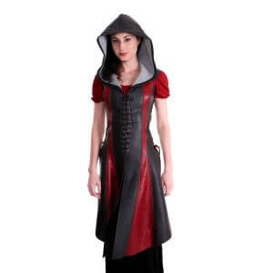 Ranger Short Dress: hooded Medieval leather dress