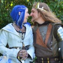 King & Queen Embroidered Leather Wedding Gown Dress and Jerkin
